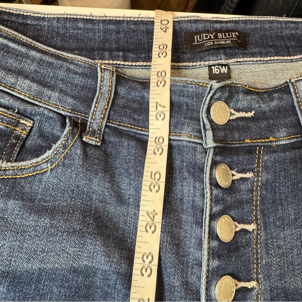 Judy Blue Dark Wash Ankle High Rise Button Fly Jeans Size 16W - Picture 7 of 12